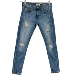Banana Republic Jeans Womens Size 26 Skinny Ankle Medium‎ Light Wash Destroyed
